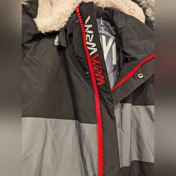 NWT VRY WRM Mens Polar Oxford Snorkel hooded black gray Sherpa Coat jacket XXL - Picture 8 of 14